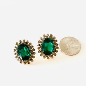 Emerald Green and Grey Faceted Earrings